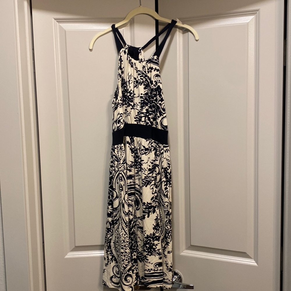 Black and Cream Halter Dress